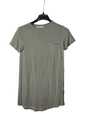 Abercrombie & Fitch Mini T-Shirt Dress Size Small 1 Pocket Striped Green White